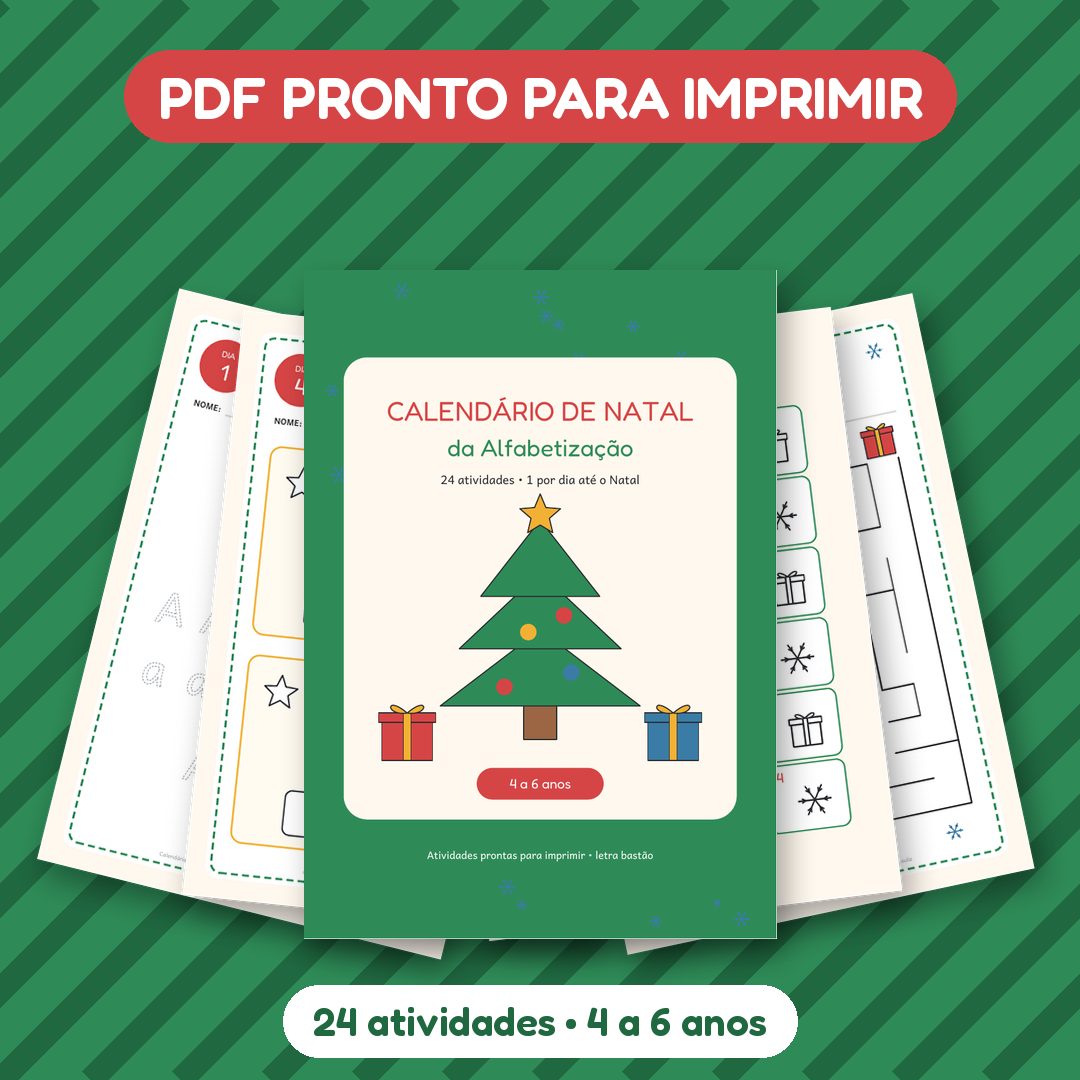 Capa e páginas do Calendário de Natal da Alfabetização