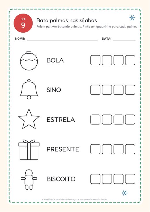 Dia 9 • Bata palmas nas sílabas