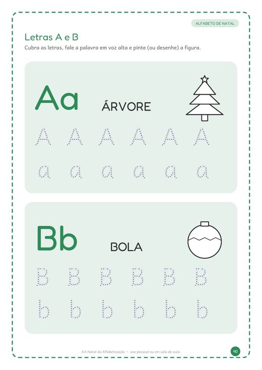ALFABETO DE NATAL Letras A e B Cubra as 