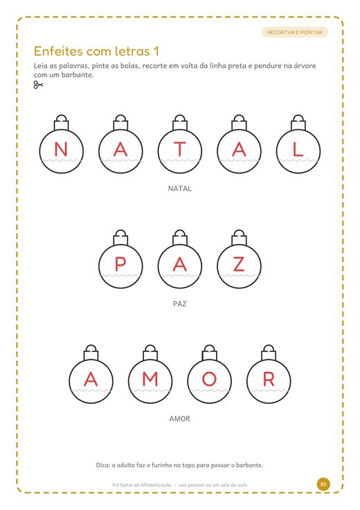 RECORTAR E MONTAR Enfeites com letras 1 